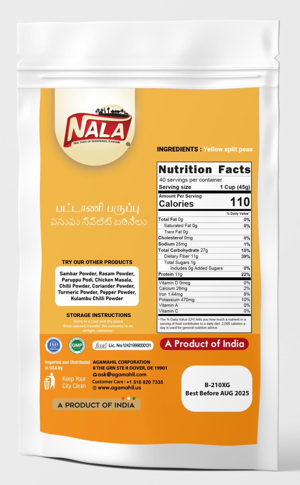NALA Split Peas / Chana Dal - 4 LB